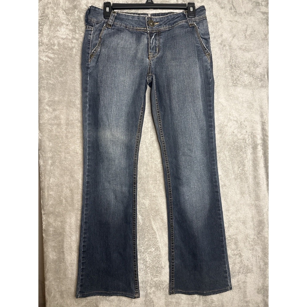 YMI Womens Bootcut Jeans Embroidered Pocket Stretch Denim Blue Size 29x29